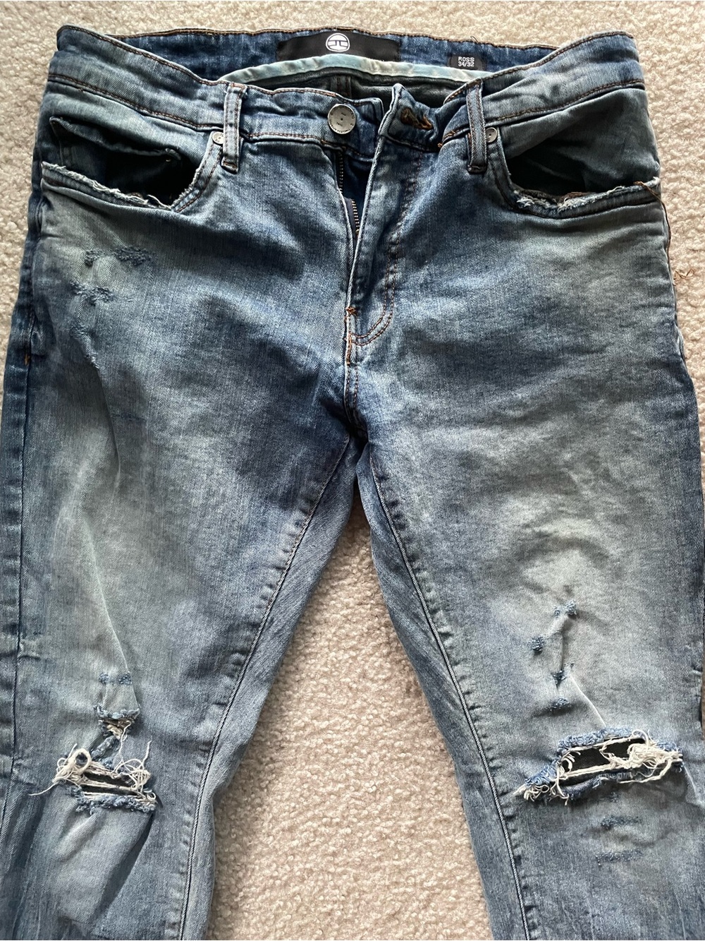 Jordan Craig‎ Blue Slim Distressed Men’s Jeans Size 34x32 (closer to 30” inseam)